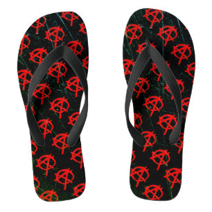 Grungy Red Anarchy Symbol Teenslippers