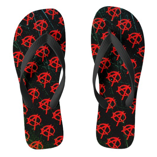 Grungy Red Anarchy Symbol Teenslippers (Voetbed)