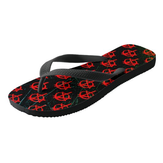 Grungy Red Anarchy Symbol Teenslippers (Schuin)