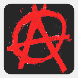 Grungy Red Anarchy Symbol Vierkante Sticker