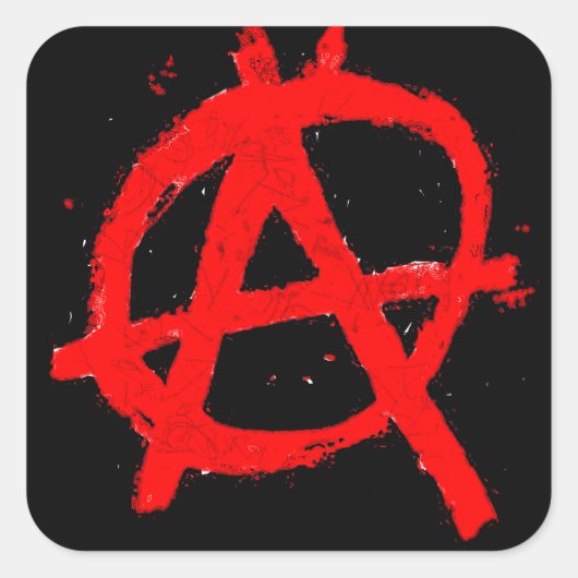 Grungy Red Anarchy Symbol Vierkante Sticker (Voorkant)