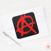 Grungy Red Anarchy Symbol Vierkante Sticker (Envelop)
