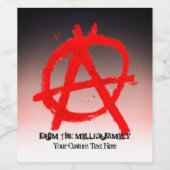 Grungy Red Anarchy Symbol Wijn Etiket (Enkel label)