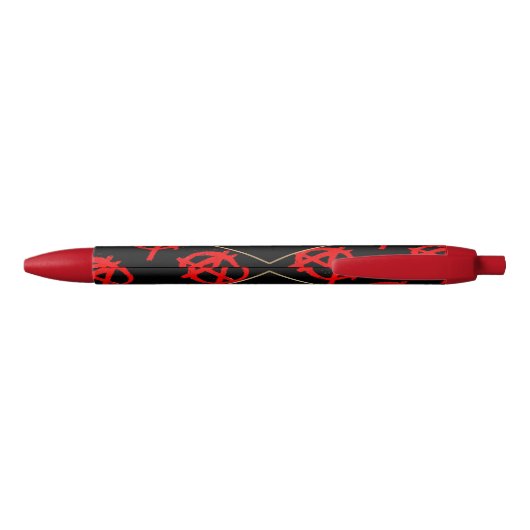 Grungy Red Anarchy Symbol Zwarte Inkt Pen (Achterkant)
