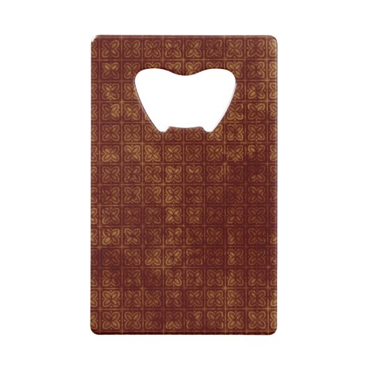 Grungy Red en Gold Floral Pattern Creditkaart Flessenopener (Achterkant)