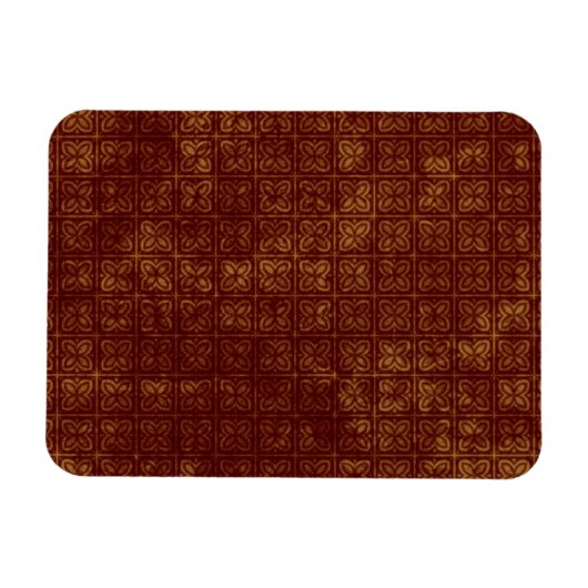 Grungy Red en Gold Floral Pattern Magneet (Horizontaal)