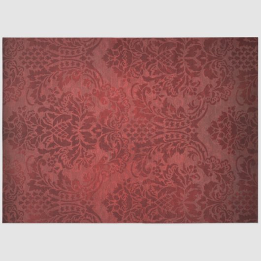  Grungy Red Floral Damask Tissuepapier (Voorkant)