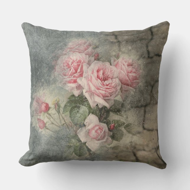 GRUNGY-ROZEN -  bloemen Kussen (Voorkant)