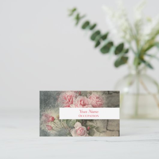 GRUNGY-ROZEN -  bloemen Visitekaartje (Staand voorkant)