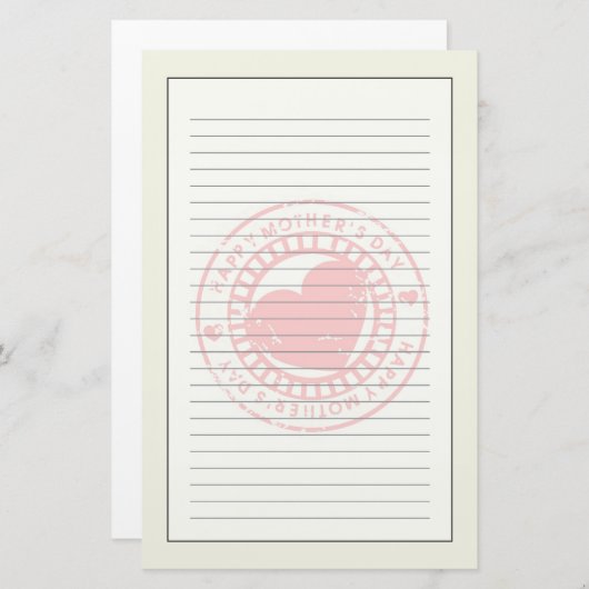 Grungy Rubber Stamp for Happy Moederdag Briefpapier (Voorkant / Achterkant)