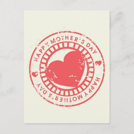 Grungy Rubber Stamp voor Happy Moederdag Briefkaart (Voorkant)