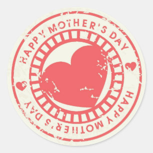 Grungy Rubber Stamp voor Happy Moederdag Ronde Sticker