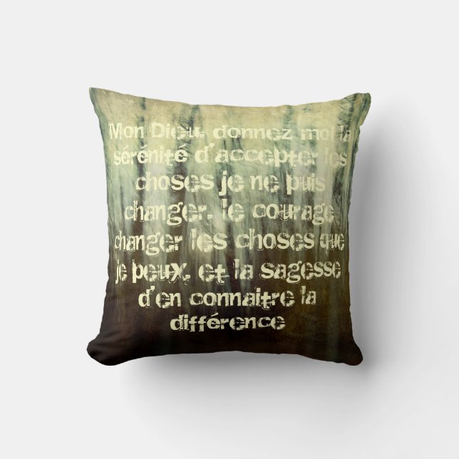 Grungy Serenity Prayer in French Pillow Kussen (Voorkant)