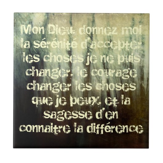 Grungy Serenity Prayer in het Frans Tegeltje (Voorkant)