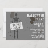 Grungy skelet Halloweenfeest uitnodiging (Voorkant)