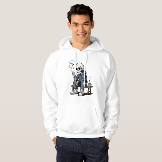 Grungy Skelet in Hoodie Grafische Kunst (Voorkant volledig)
