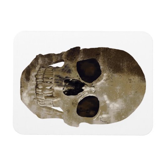 Grungy Skull Halloween Magneet (Horizontaal)