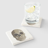 Grungy Skull Halloween Stenen Onderzetter (Zijkant)
