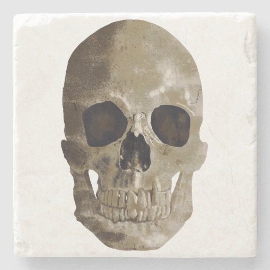 Grungy Skull Halloween Stenen Onderzetter (Voorkant)