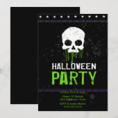 Grungy Skulls Halloween Party Uitnodigingen (Groen (Voorkant / Achterkant)
