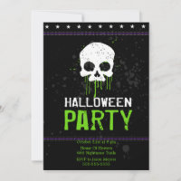 Grungy Skulls Halloween Party Uitnodigingen (Groen