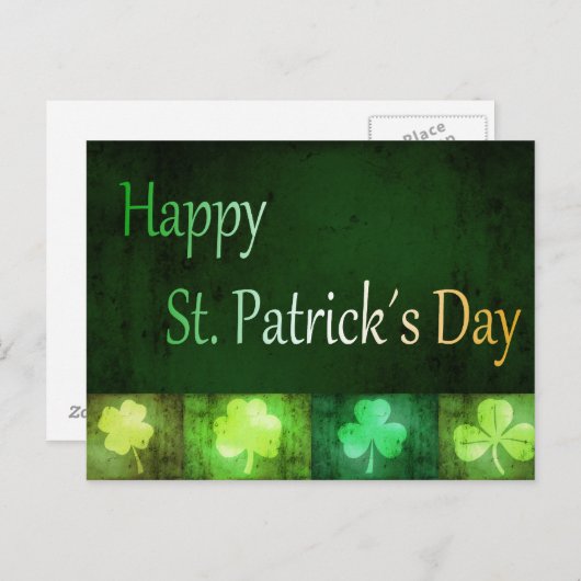 Grungy St. Patrick's Day Shamrocks - Briefkaart (Voorkant / Achterkant)