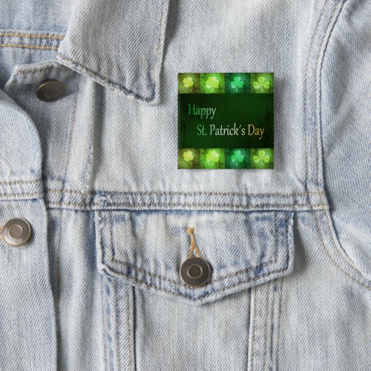 Grungy St. Patrick's Day Shamrocks - Button (In situ)