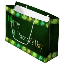 Grungy St. Patrick's Day Shamrocks Large Gift Bag Cadeautasje