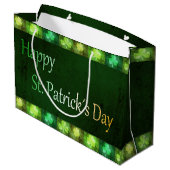 Grungy St. Patrick's Day Shamrocks Large Gift Bag Large Cadeautasje (Achterkant Gekanteld)