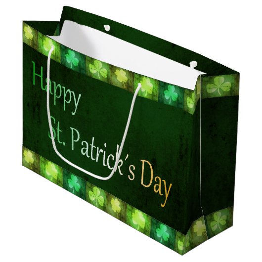 Grungy St. Patrick's Day Shamrocks Large Gift Bag Large Cadeautasje (Voorkant Gekanteld)