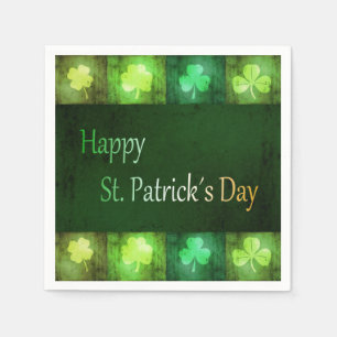 Grungy St. Patrick's Day Shamrocks - Paper Napkin Servet