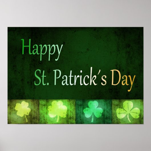Grungy St. Patrick's Day Shamrocks - Poster Print (Voorkant)