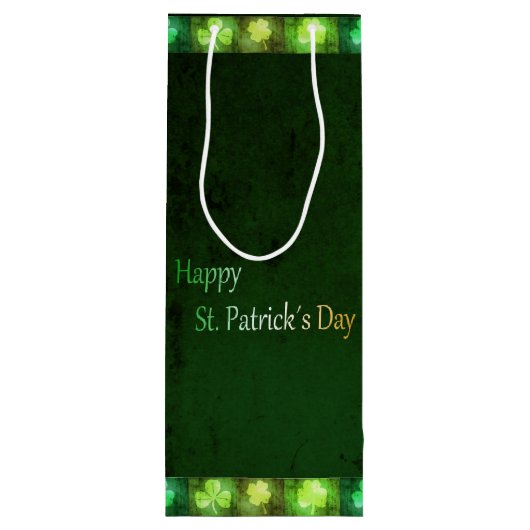 Grungy St. Patrick's Day Shamrocks - Wine Gift Bag Wijn Cadeautas (Achterkant)