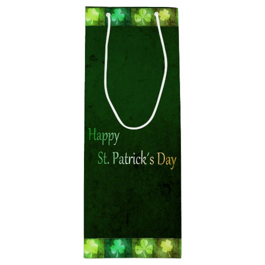 Grungy St. Patrick's Day Shamrocks - Wine Gift Bag Wijn Cadeautas (Voorkant)