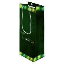 Grungy St. Patrick's Day Shamrocks - Wine Gift Bag