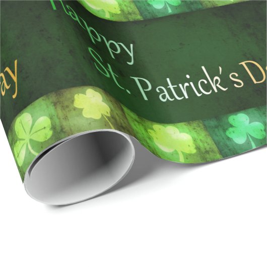 Grungy St. Patrick's Day Shamrocks Wrapping Paper Cadeaupapier (Rol Hoek)