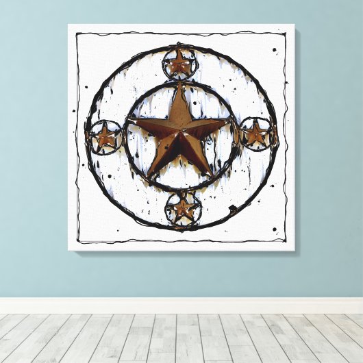 GRUNGY TEXAS STAR CANVAS AFDRUK (Insitu (Houten vloer))