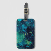 Grungy Turquoise en Yellow Bagagelabel (Voorkant (verticaal))