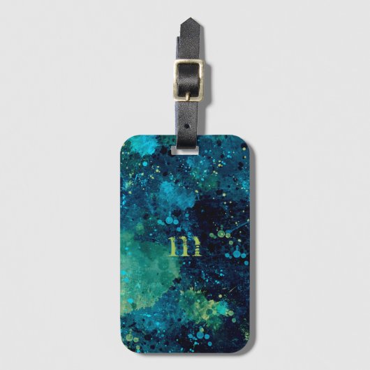 Grungy Turquoise en Yellow Bagagelabel (Voorkant (verticaal))