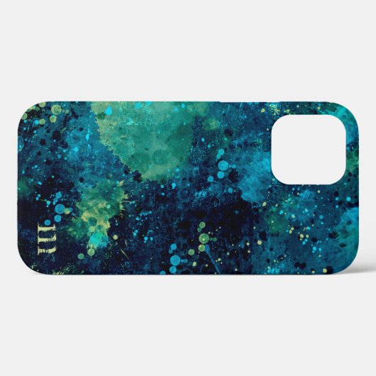 Grungy Turquoise en Yellow Case-Mate iPhone Case (Achterkant (horizontaal))