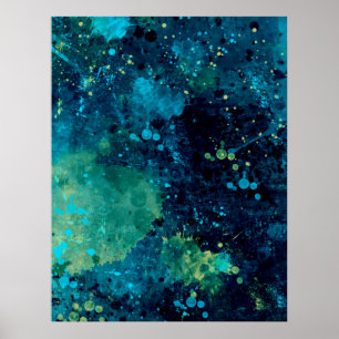 Grungy Turquoise en Yellow Poster