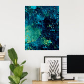 Grungy Turquoise en Yellow Poster (Thuiskantoor)