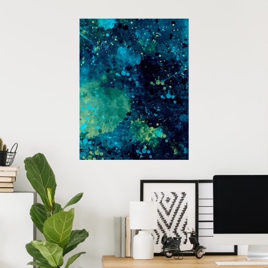 Grungy Turquoise en Yellow Poster (Thuiskantoor)