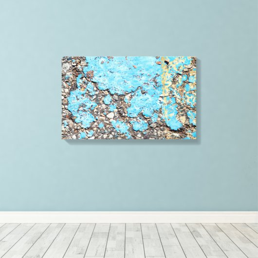 grungy turquoise verf op ashalt canvas afdruk (Insitu (Houten vloer))