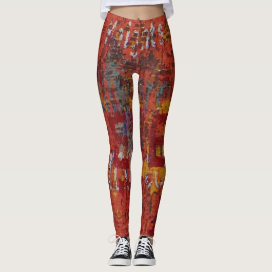 Grungy Urbex Graffiti Wall Abstract Yoga Running Leggings (Voorkant)