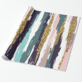 Grungy-waterverven penseelpatroon cadeaupapier (Uitgerold)