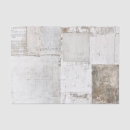 Grungy White Painted Ephemera Newsprint Collage Tissuepapier