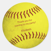 Grungy Yellow Softball dank u Ronde Sticker (Voorkant)