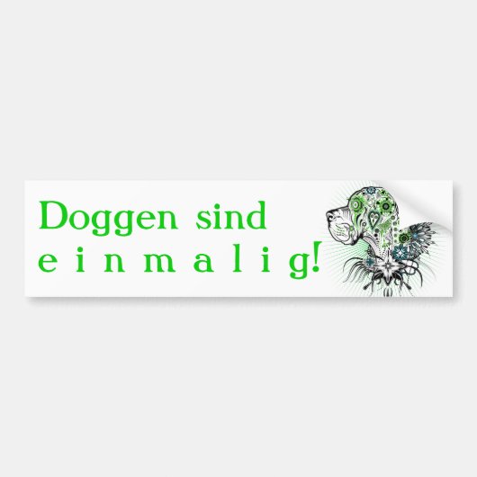 Grünliche Deutsche Dogge Bumpersticker (Voorkant)