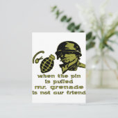 Grunt als de pinpas wordt opgehaald, Mr Grenade. Briefkaart (Staand voorkant)